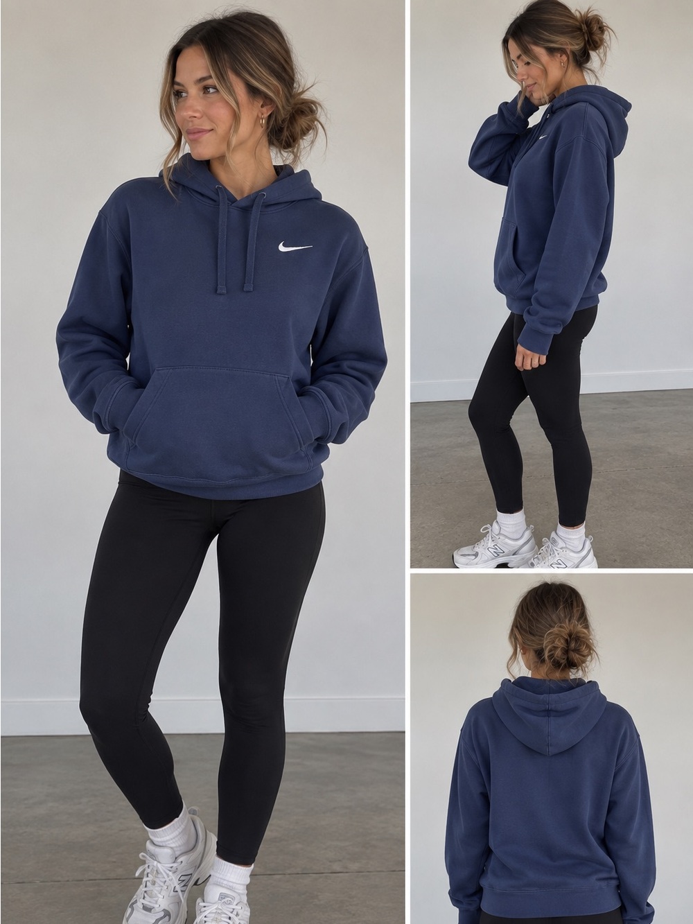 Nike Navy Pullover Hoodie with White Swoosh Logo